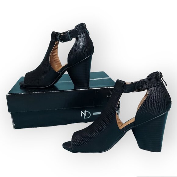 NewDirection ND Bremley Womens Black Heels Ankle Sandals Open Toe Shoes 7.5 - Picture 6 of 10